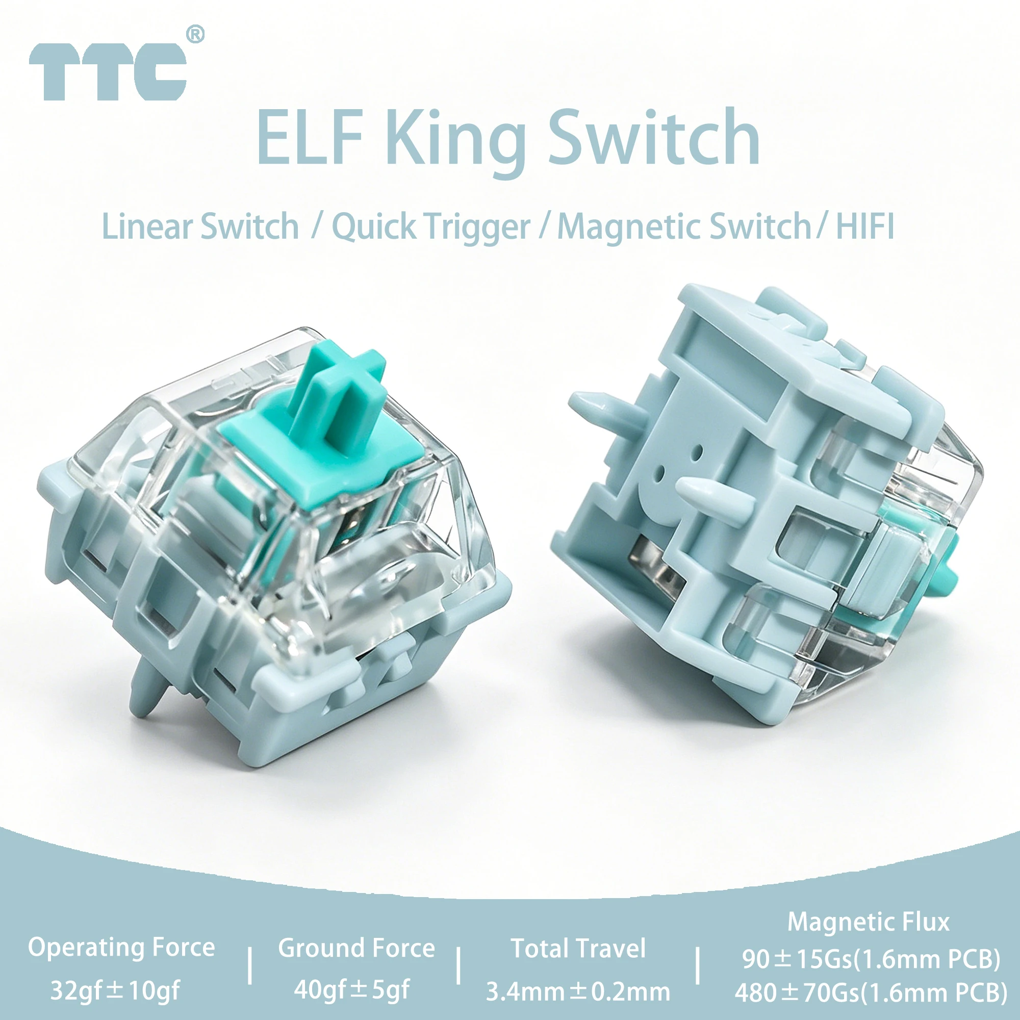 Interruptores Magnéticos TTC ELF King 32gf, Interruptores Lineares Creamy HIFI RGB Personalizados DIY para Teclado Mecânico Gamer 75%