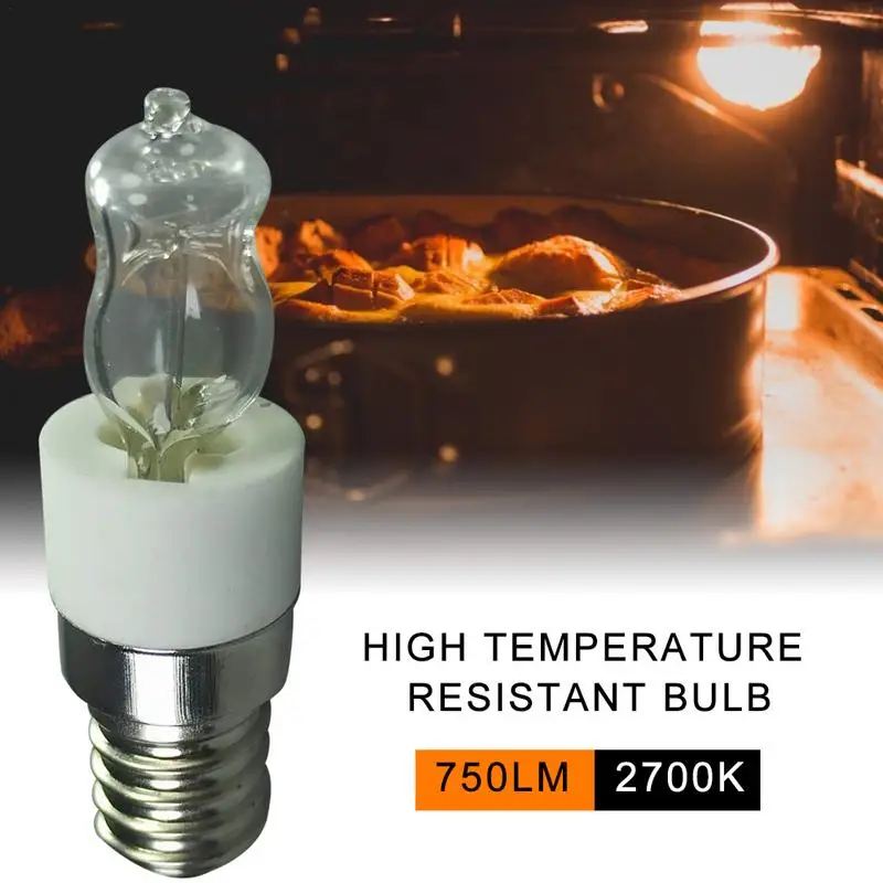 40W/50W E14 Lâmpada para forno 110V/220V Lâmpada halógena para forno de alta temperatura 500 ℃ Lâmpada de microondas para secador seguro e resistente