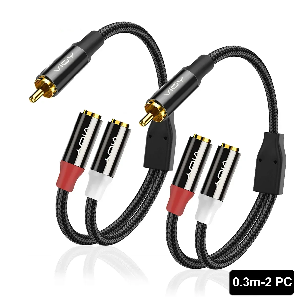 Cabo de Extensão Y-Splitter RCA, Adaptador Y de Áudio Estéreo, Cabo Subwoofer para TV, CD Player, Home Theater, 2 Pacotes, 1RCA para 2RCA Cabo de Extensão Y-Splitter RCA, Adaptador Y de Áudio Estéreo, Cabo Subwoofer para TV, CD Player, Home Theater, 2 Pacotes, 1RCA para 2RCA