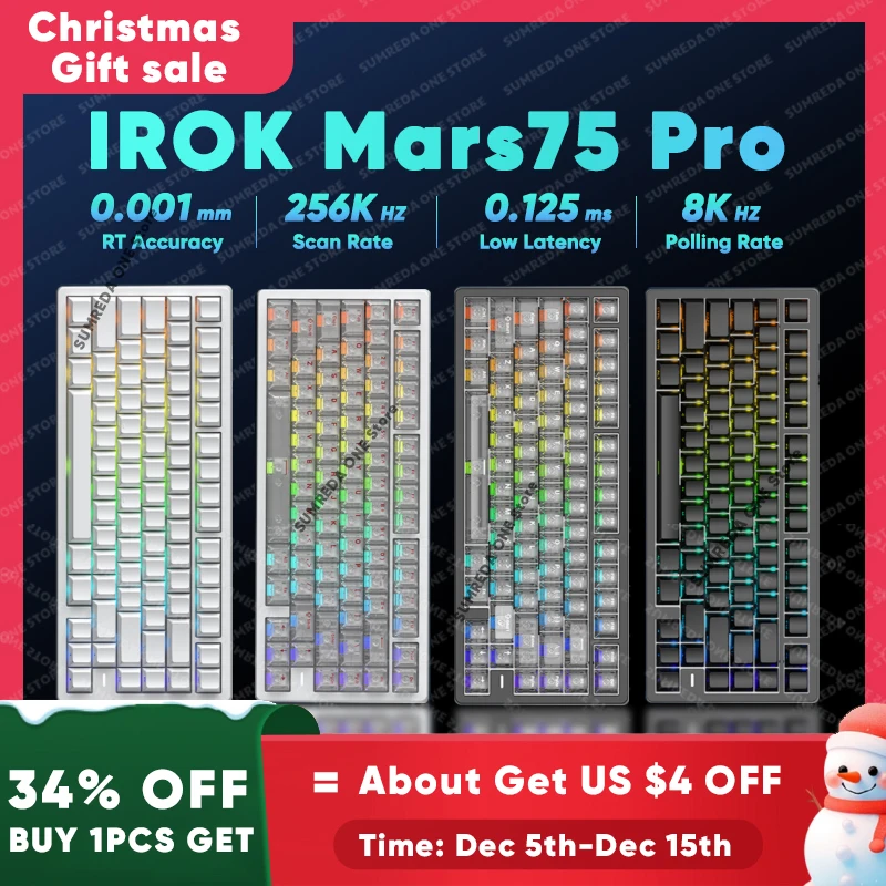 Irobok carotmas mars75 pro mercury68 mars68 pro teclado mecânico magnético para jogos 75% 0.001mm 8k 0.125ms teclado gamer com fio