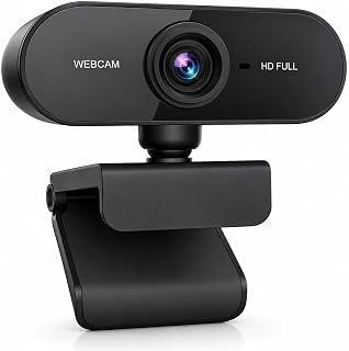 Webcam Full HD 1080p com Microfone Integrado, Foco Automático, Ângulo Amplo 110° e Correção de Luz, Câmera USB Plug & Play para PC Notebook, Home Office, Aulas, Reuniões e Streaming