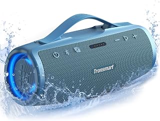 Tronsmart Mirtune S100 Alto-falante Bluetooth portátil, 50W com graves potentes e agudos claros, alça retrátil, 20H de reprodução, impermeável IPX7, EQ personalizável para ao ar livre, camping, praia