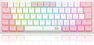 TECLADO MECANICO GAMER REDRAGON ANIVIA BRANCO COM ROSA RGB COM SWITCH AZUL ABNT-2