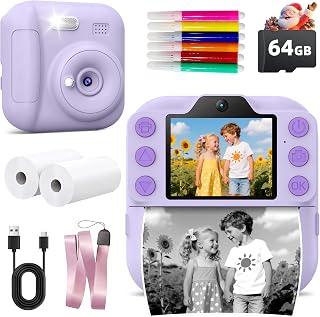 Câmera digital de impressão instantânea para crianças, brinquedos infantis, câmera portátil de viagem para meninas de 3 a 12 anos, presente de aniversário de Natal, brinquedo para 3, 4, 5, 6