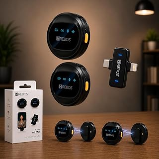 Microfone de Lapela Sem Fio Duplo Bluetooth – Kit 2 Microfones com Redução de Ruído, Magnético, USB-C e iPhone, Android e PC Microfone de Lapela Sem Fio Duplo Bluetooth – Kit 2 Microfones com Redução de Ruído, Magnético, USB-C e iPhone, Android e PC