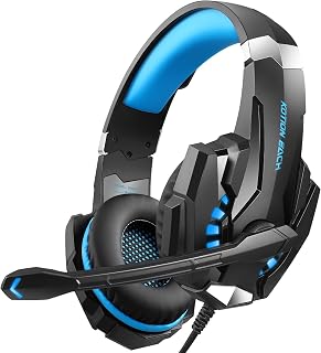 Fone de Ouvido Headset Gamer - Graves Potentes e Som Estéreo, Faixa Ajustável, Revestimento Macio para Conforto Diário (Azul)