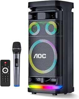 AOC ACS5211 Caixa de Som Bluetooth 50W Festa LED Microfone Sem Fio