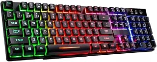 Teclado Gamer Semi Mecânico USB RGB Rainbow Anti Ghosting Multimídia