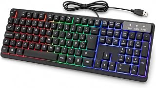 Teclado Gamer Semi Mecânico - LED RGB, ABNT2, USB