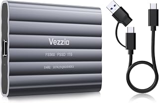 Vezzio SSD portátil de 1 TB, USB 3.2 Gen2, unidade de estado sólido externa