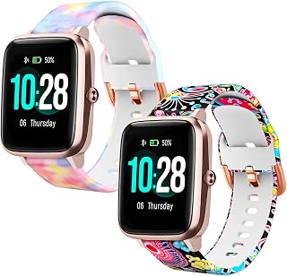 Fintie Pacote com 2 pulseiras esportivas compatíveis com Smart Watch ID205L Veryfitpro de 19 mm e ID205G ID205 ID205U ID205S ID215G, pulseira de substituição de silicone macio de liberação rápida