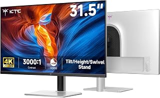 KTC Monitor de computador UHD 4K de 32 polegadas, monitor de PC branco 3840x2160 com painel VA, HDR10, contraste 3000:1, 99% sRGB, inclinação/altura/rotação ajustável, DisplayPort HDMI para escritório