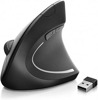 Mouse Vertical Ergonômico Sem Fio 2.4GHz USB com DPI Ajustável Preto