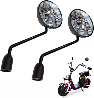 Par de Retrovisores para Scooter Moto Elétrica Rosca 8mm Preto Fosco