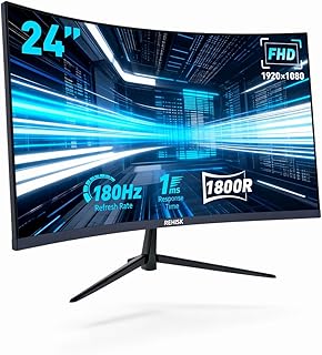 Monitor Gamer Curvo 24” FHD 180Hz 1ms, Tela 1800R, FreeSync e G-Sync Compatível, Alto-Falantes Integrados, HDMI 2.0, DP 1.4, VESA e Luz Azul