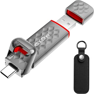 SSD externo de unidade dupla de 1 TB, leitura de até 500/s, gravação de 450 MB/s, USB 3.2 Gen 2 Dual Drive tipo C + USB A Solid State Thumb Drive