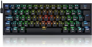 Teclado Mecanico Sem Fio Redragon Fizz Pro RGB Preto Switch Marrom