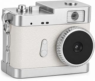 Mini Câmera Retrô Chaveiro HD Digital Portátil com Filtros e Tela LCD, branco
