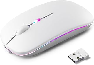 Mouse Sem Fio Recarregável Bluetooth 2.4G Óptico para PC e Notebook Branco