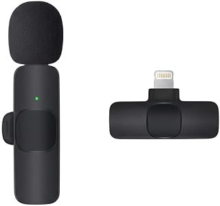 Microfone Lapela Sem Fio para iPhone/iPad Lightning, Preto