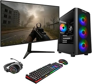 PC Gamer Completo BluePC FRAG, AMD Ryzen 5 8400F AM5, Radeon RX 580 8GB, B650, 16GB DDR5, SSD 512GB NVMe, Monitor 23" 75Hz, Kit Gamer - PGBP-FRA170
