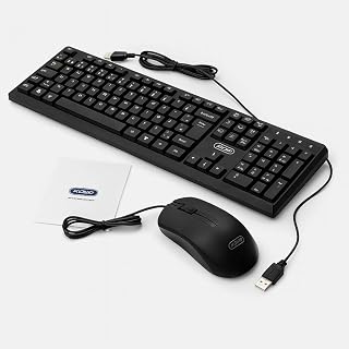 Teclado E Mouse Com Fio Usb Escritorio Preto