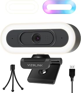 Webcam 4K com luzes, câmera de computador com foco automático PDAF para PC/Mac, webcam FOV de 78° com 2 microfones de cancelamento de ruído, câmera Web de computador USB para laptop, Mac, Zoom