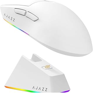 Mouse Gamer Ajazz AJ139 V2 MC Sem Fio Tri-Mode 12000 DPI PAW3311 com Dock de Carregamento (Branco)