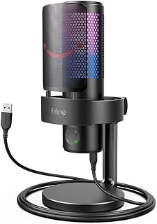 Microfone Streamer de Mesa Fifine Ampligame, Rgb, Cardioide, Omnidirecional, Usb, Preto - A9