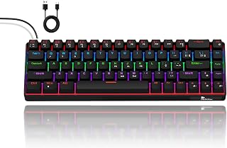 Bettdow Teclado Mecânico KM004 ABNT2, Teclado Gamer com Fio Compacto 68 Teclas com Switches Vermelho, RGB 17 Efeitos, Anti-Ghosting 21 Teclas, Type-C Destacável, para PC Mac Notebook