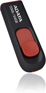 Pen Drive Adata C008 64GB USB 2.0, Preto e Vermelho - AC008-64G-RKD
