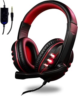 Headset Gamer com Microfone Fone de Ouvido Fio P2 Over-Ear Compativel PC Console Notebook Headphone Streaming Jogos (Vermelho)