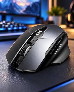Mouse Gamer Sem Fio, Bluetooth, Com Receptor USB, 1600 DPI, 6 Botões, Design Ergonômico, Iluminação LED, Cor Preto, para PC, Notebook, Trabalho, Estudos e Jogos