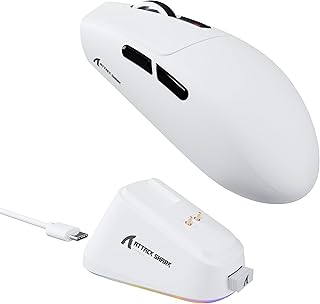Mouse Gamer ATTACK SHARK G3PRO com Base de Carregamento Magnética, Sensor Gamer PixArt PAW3311, Conexões Bluetooth/2.4GHz Sem Fio/Com Fio, 25000 DPI