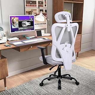 Cadeira Ergonômica 3D com Suporte Lombar Ajustável - Reclinável 90°-150°, Capacidade 120kg (Cinza)