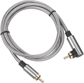DMiotech Cabo RCA de 90 graus, 2 m, cabo subwoofer RCA, cabo de áudio estéreo blindado duplo para Home Theater, HDTV, alto-falantes, sistemas Hi-Fi, amplificadores