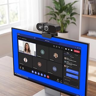Webcam 4K QHD com foco automático USB Plug & Play Câmera PC com capa de privacidade e microfone com cancelamento de ruído para videoconferência - KAF