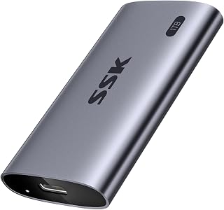 SSK SSD portátil de 1 TB, unidades externas de estado sólido de até 2000 MB/s, disco rígido externo SSD NVMe USB 3.2 Gen2X2, potência ultrabaixa para iPhone 15/MacBook/Pro/OTG, telefone/laptops