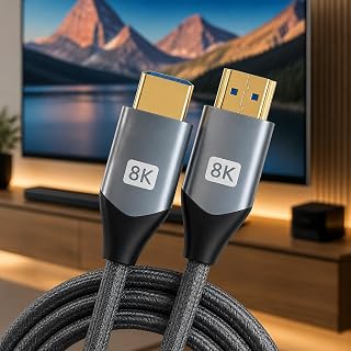 Cabo HDMI 2.1 8K 2 Metros Certificado Ultra High Speed 48Gbps, Nylon Trançado Blindado, 4K 120Hz 144Hz HDR10 Dolby Vision eARC VRR ALLM, para PS5 Xbox Series X TV Smart Monitor Gamer Notebook Soundbar