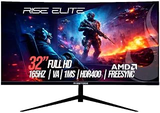 Rise Mode Monitor Gamer Curvo 32" Full HD 165Hz VA DisplayPort/HDMI, Preto