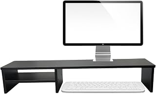 Suporte Para Monitor Elevado Mesa Home Office Setup Gamer Organizador MDF 90cm (Preto)