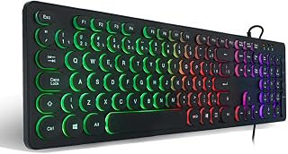 Teclado Gamer USB com LED e Teclas Arredondadas 107 Teclas