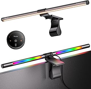 Quntis RGB Pro+ Monitor Light Bar com Controle Remoto e Backlight RGB, 51CM Barra de Luz para Monitor Gamer com 15 Modos de Cor, 4 Níveis de Brilho, CRI Ra95 e Iluminação Frontal Ajustável, Cinza