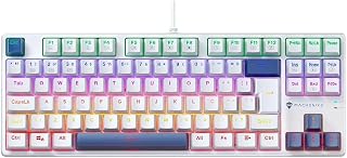 Teclado Mecânico Gamer Machenike K500-B87, RGB Switch Red, Branco e Azul C/fio PTBR