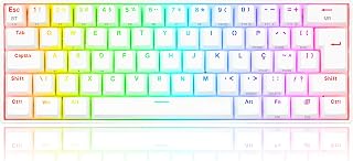 Redragon TECLADO MECANICO GAMER DRACONIC PRO RGB BRANCO SWITCH AZUL ABNT2