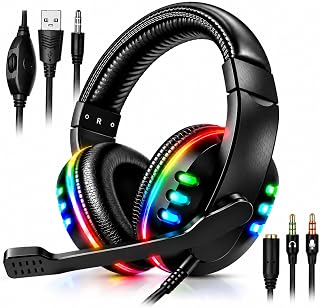 Headset Gamer RGB com Microfone P2 para PC PS4 PS5 Xbox Notebook