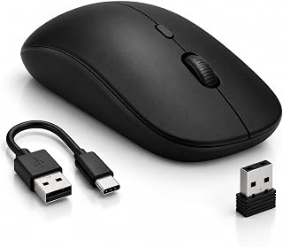 Mouse sem fio Bluetooth USB Recarregável RGB Ergonômico