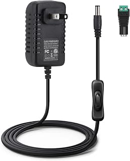 Fonte de alimentação de 12 V com interruptor, adaptador de alimentação CC de 110 V para 12 V para barra de luz LED de 12 volts, fita de LED, placa de neon, 24 Watts 2A, conector de cilindro