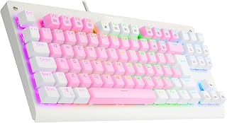 Teclado Mecânico Gamer Redragon Dark Avenger Rainbow Switch Marrom ABNT2 Rosa K568PW-R