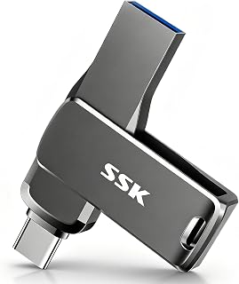 SSK Pen Drive de 512 GB até 450 MB/s Pen Drive USB C+A 3.2 Memory Stick